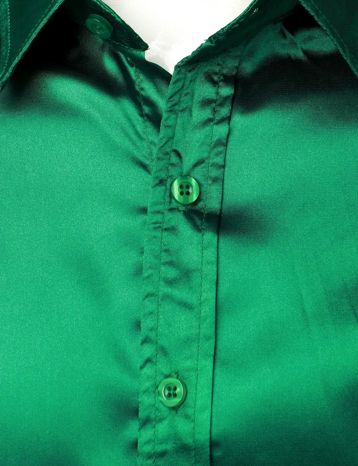 ZEROYAA Men's Luxury Shiny Silk Like Satin Button Up Dress Shirts