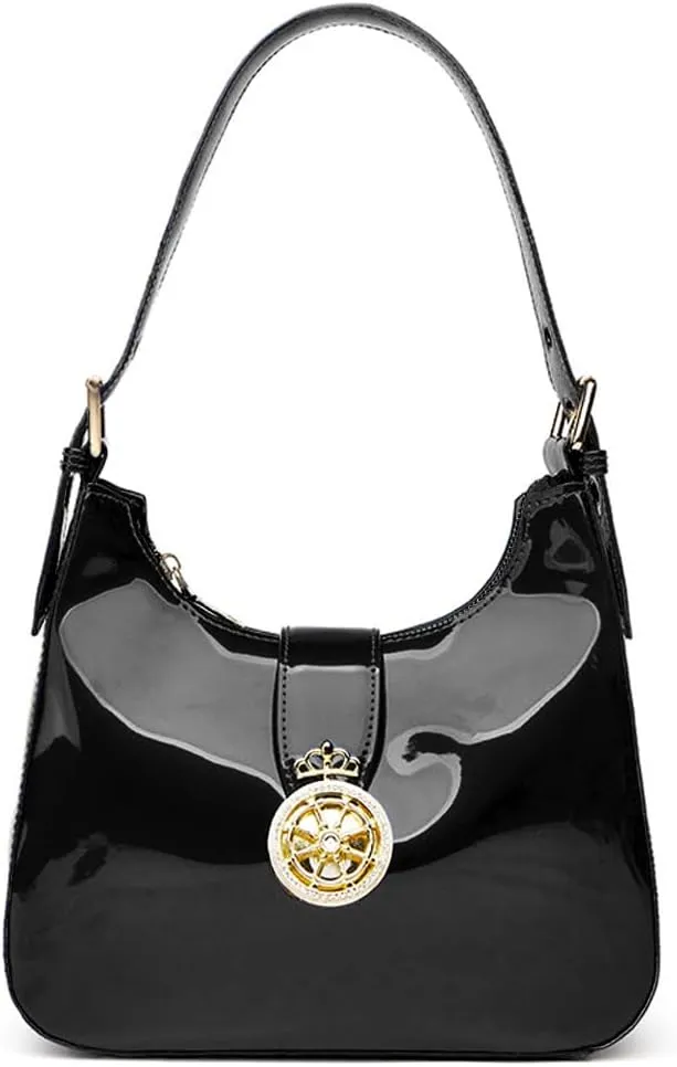 ZiMing Glossy Patent Leather Handbags Purse for Women Vintage Hobo Bag Shoulder Bag Ladies Small Tote Bag for Party Wedding