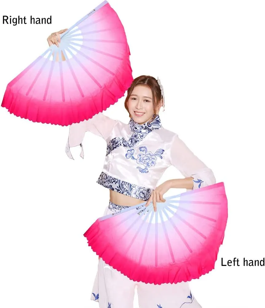 ZooBoo 1 Pair Plastic Taichi Kungfu Fan Dancing Fans Martial Arts Sports Folding Hand Fan 13 inch Left Hand Fan   Right Hand Fan