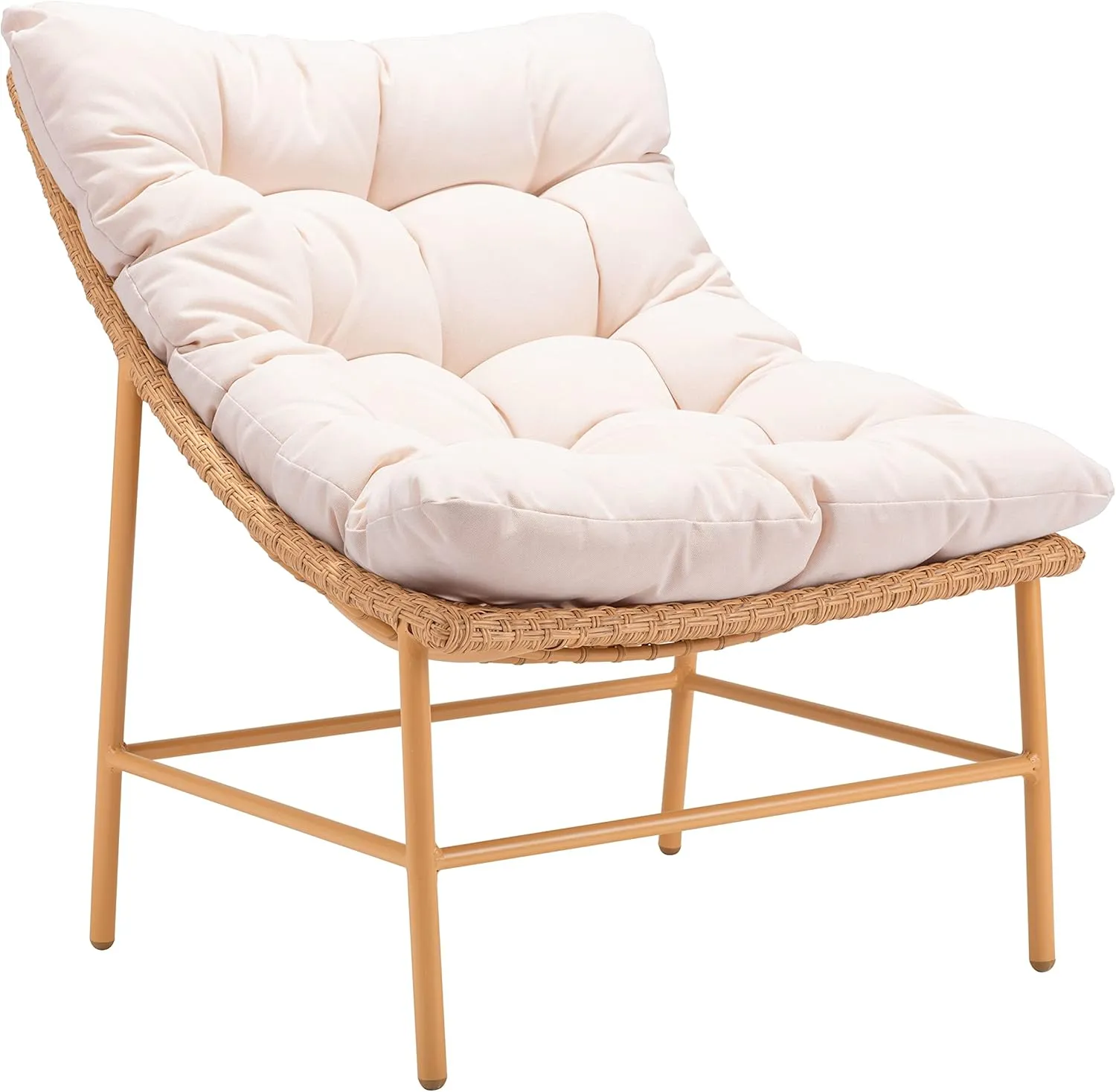 Zuo Modern - Merilyn Accent Chair Beige & Natural - Modern - Seating - Aluminum, 100% Polyethylene, Doll Cotton, 100% Olefin - Outdoor - 35.4in Height